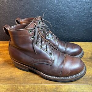 VTG White's Boots Men's US 10D Brown Leather Cap Toe Lace Up Work Boots Vibram